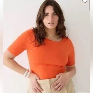 J. Crew FormKnit Elbow Sleeve T-shirt in Guarana Orange NWT